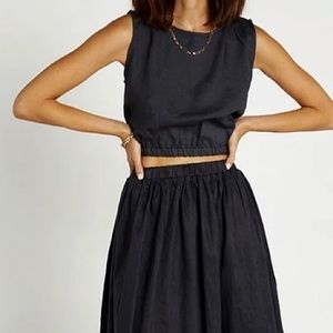 DISSH Dylan Black Linen Crop Top